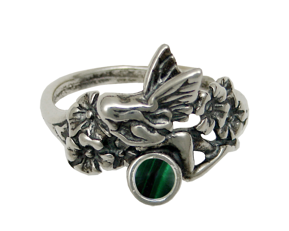 Sterling Silver Garden Fairy Ring With Malachite Size 5